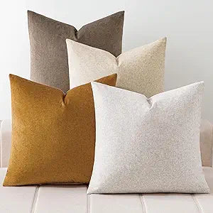 a moment Waterproof Throw Pillow Covers Set of 4,20x20 Inch Outdoor Stain Resistant Pet Friendly Pillowcases Cushion Covers for Patio Sofa and Living Room,Brown