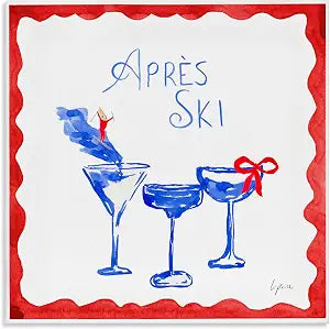 Stupell Industries Red Blue Ski Cocktails Ski, 17 x 17 Inch Canvas Wall Art