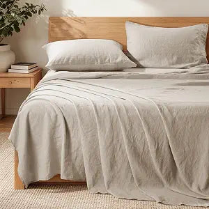 SONORO KATE 100% French Linen Flat Sheet, Stone Washed Ultra Soft Breathable Luxury Flat Top Sheet - 1 Piece Linen Flat Sheet Only (Natural Linen,King)