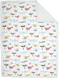 Little Unicorn Muslin Comforter Blanket | Soft & Breathable Muslin Fabric | 36"x50" | 100% Cotton | Crib & Toddler Bed Blanket (Air Show)