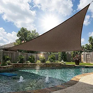 32' x 32' x 32' Brown Sun Shade Sail Canopy Awning for Patio Backyard Lawn Garden Outdoor Activities Grade UV Block Mesh Netting, We Can Make Custom Sizes