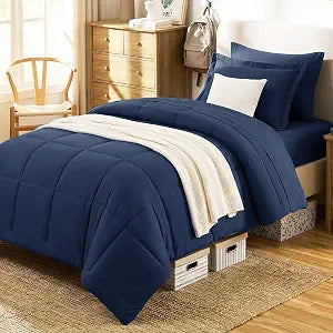CozyLux Twin XL Comforter Set Navy Blue - 5 Pieces Twin XL Bed in a Bag, Oeko-Tex Certified Bedding Set, All Season Soft Bed Set with Down Alternative Comforter, Sheets, Pillowcase & Sham