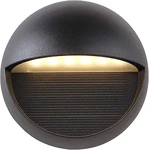 JONATHAN Y 6.25" Black Modern Round Outdoor Integrated LED Wall Sconce Light, Metal/Glass Waterproof Exterior Downlight for Porch, Patio, and Entryway, ETL Listed JYL7441A