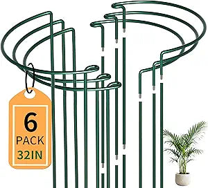 6-Pack Garden Plant Support Cages,14"Diax32"H Heavy Duty Interlinked Half Round Peony Support Rings,Metal Plant Support Stakes for Peony,Tomato,Hydrangea,Rose,Indoor & Outdoor Garden Plant Supports