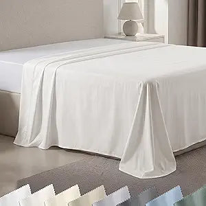 California Design Den 100% Cotton Flat Sheet - 600 Thread Count Sateen, Soft & Crisp, Breathable, Hotel Luxury Top Sheet Only, Cooling Sheets, Premium Twin Bed Sheets, 1 Piece Flat Sheet - True Ivory