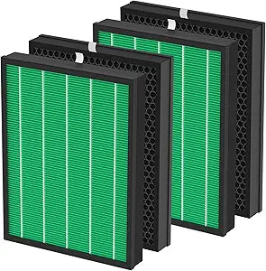 400/400S Replacement Air Filters Set for Coway AIRMEGA MAX2 400 400s 400(G) 400s(G) Purifier 2-in-1 of MAX 2 Green Main Filter and Activated Carbon Filter, 4 Pcs (2 Sets)
