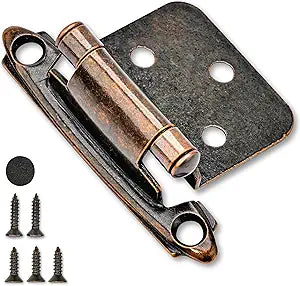 50 Pack 25 Pairs 1/2" Overlay Cabinet Door Hinges - Oil Rubbed Bronze Self Closing Hinges