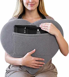Zomaple Open Heart Surgery Pillow + 2 Gel Pack, Grey  Eases Chest Pressure for Calmer Rides & Rest  Hot/Cold Comfort, Torso Support, Cover Included  Gift-Ready Heart Pillow for After Heart Surgery