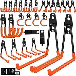 28 Pack Garage Hooks Heavy Duty - Garage Storage and Organization Ladder Hooks with Non Slip PVC Coating for Hanging BikeLadderGarden ToolsHose