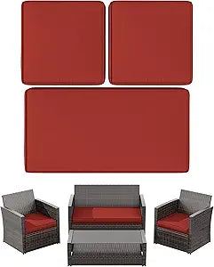 3 Pack Outdoor Patio Seat Cushions Replacement Covers Fit for 4 Pieces 4-Seater Wicker Rattan Patio Conversation Set Loveseat Chair Couch Furniture,36x18x2,18x18x2-Cover Only