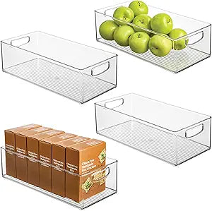 iDesign Stackable Storage Bin - Organizer Bin for Kitchen and Pantry, Set of 4, Clear, Made in USA