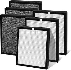 6 Pcs AP380 Replacement Filters Compatible with AP380 Air Cleaner Purifier, 2-Stage HEPA and Activated Carbon Filter, Durable Materials, Easy Installation, Comfortable Air Environment