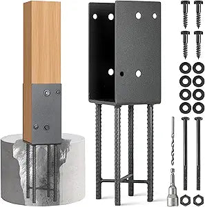 4"x 4"(Actual 4"x 4") Wet Set Concrete Post Anchor Bracket Stainless Steel 1Pack