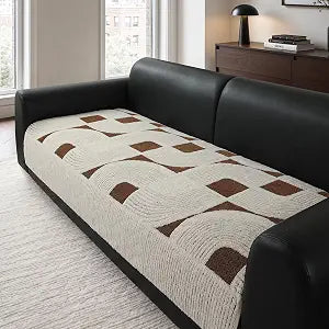 OHSIO Geometric Couch Cover, Sofa Seat Cushion Cover(Brown,35''x 63'')