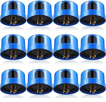 Macarrie 12 Pcs Twist Lock Photocell Sensor Auto on Off Photocell Switch Dusk to Dawn Light Control Light Sensor for Outdoor Lights 120V to 277V, Blue