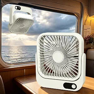 7-Inch Magnetic Cruise Fan with 5000mAh Rechargeable Battery, Strong Magnet Base, 5 Speeds, 270 Rotation Head, Portable Travel Fan for Cruise Ship Cabin Essentials