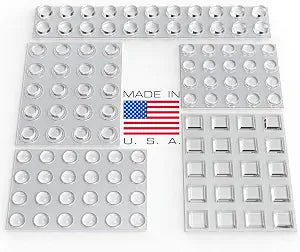 Clear Adhesive Bumper Pads 106-PC Combo Pack (Round, Spherical, Square) - Sound Dampening Transparent Rubber Feet for Cabinet Doors, Drawers, Glass Tops, Picture Frames, Cutting Boards