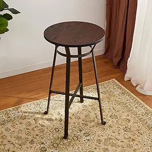Glitzhome Round Bar Table, 41.25" H Wood Bistro Pub Table with Metal X-Leg Footrest, Rustic Kitchen Island Table for Dining Coffee Cocktail Living Room Small Space