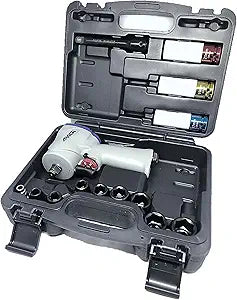 Apach Stubby Air Impact Wrench Set, Jumbo Hammer, High Torque, 1/2-Inch,1/2" Impact Sockets, Wheel Sockets, 5" Extension Bar (AW050G-SET)