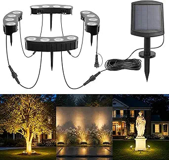 Solar Spot Lights Outdoor, 16 LED Solar Powered Landscape Spotlights Waterproof,3-in-1 Installation (Stake/Tie/Mount) for Trees, Garden, Yard, Flag, House, Statue