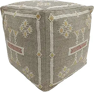 Trade Star Handcrafted Ottoman Floor Pillow Case Sabra Kilim Pouf Cover Thick Cotton Seating Pouffe Highly Durable Luxurious Stylish Footrest Pouf for Living Room Decor (Sabra Kilim Pouf Cover - 1)