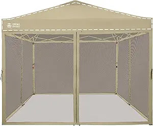 CROWN SHADES Gazebo Mosquito Net Only for 10 x 10 Pop Up Canopy - Patio Gazebo Replacement Mesh Sidewall with Zipper for Outdoor Tent, Garden and Backyard (4-Piece,Khaki)
