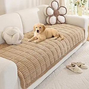 Royhom Couch Cover for Dogs Washable, Soft Thick Pet Couch Covers for Sofa, Pawcart Couch Protector Pet Friendly, Furniture Covers Dog Mat for Couches and Sofas (Khaki, 35.4 x 82.7 Inch)