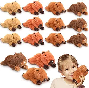 HyDren 12 Pcs Capybara Stuffed Animals Capybara Toys Gifts Bulk Kawaii 5.7 Inch Soft Small Pillow Plush Decor for Valentine Birthday Gifts Baby Shower Party Favors(Colorful,Lying)