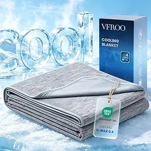VFROO Cooling Blanket for Hot Sleepers King Size 108''90'', Summer Blanket Thin Lightweight Breathable, Absorbs Sweat Heat to Keep Adults Cool, Cold Blanket for Sleeping on Bed Couch, Grey