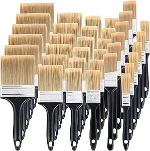 Layhit 36 Pcs Paint Brushes House Chip Paintbrush with Treated Plastic Handles Wide Flat Wall Trim Painting Tool for Paint Stains Wood Cabinet Deck Fence Door Furniture Home DIY (6 Size)