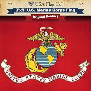 USA Flag Co. Marine Corps Flag 3x5 Outdoor USMC Flag, 100% American Made, Scarlet, Gold and Gray