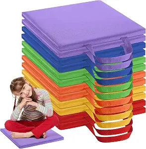 12 Pcs Floor Cushions for Classroom, 12'' Flexible Floor Seating with Handles Classroom Carpet Cushions for Story Time, Daycare, Preschool, Nursery