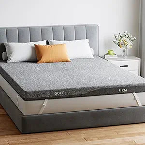 PERLECARE Dual Firmness Mattress Topper Queen Size, 3 Inch Split Queen Mattress Topper- Dual Zone Soft and Firm for Pressure Relief & Back Pain, Non-Slip & Removable, CertiPUR-US Certified