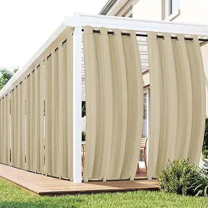 Outdoor Curtains for Patio Waterproof 6 Panels - Windproof, Privacy, Weatherproof Outside Drapes for Gazebo Pergola Porch, Grommet Top and Tab Bottom, 54x84 Inch, Cream
