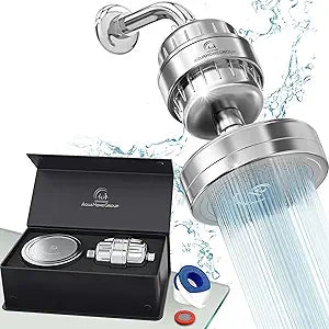 AquaHomeGroup - Filtered Shower Head & 20 Stage Shower Filter - Standard - Chrome