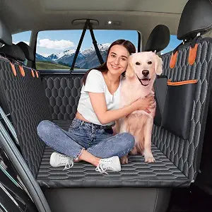 Chumajor XL Back Seat Extender for Dogs-Supports 400lb,Waterproof Dog Car Seat Cover Hard Bottom-Detachable,600D Oxford Cloth Proof Nonslip Soft,Dog Hammock for Car,SUVs