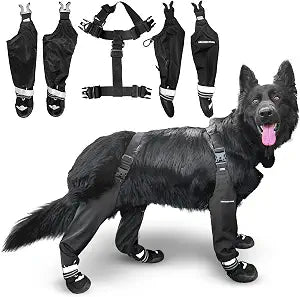 Suspender Boots  KUMA Series, Durable, Waterproof Dog Boots, Non-Slip Rubber Soles, Adjustable Buckles, Straps & Zippers, Protect Paws from Rain, Snow, Rocks & Hot Pavement  XS2XL (S)