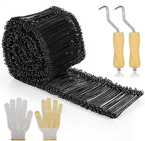 1000 Pcs Rebar Tie Wire - 6 Inch Double Loop 16 Gauge Bar Ties Tool for Securing Concrete Construction - 2 Pcs Wire Tie Twisters, 1 Pairs of Gloves