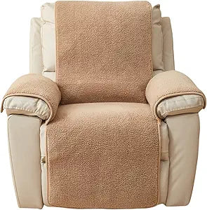 ELEFOCUS Plush Sherpa Fleece Recliner Chair CoverSoft Warm Sofa Slipcover,Washable for Reclining Sofa,Furniture Protector Non Slip (Coffee, 22")