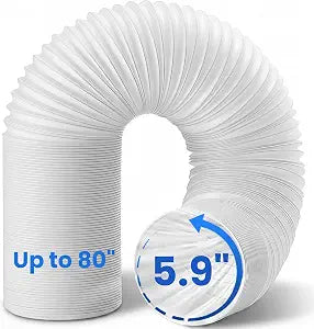 Portable Ac Hose, 80" length 5.9" Diameter Portable Air Conditioner Exhaust Vent Hose, Anti-Clockwise Thread Universal Replacement Ac Duct Hose (No Coupler)