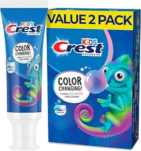 Advanced Kid's Fluoride Toothpaste, Bubblegum Flavor, Two Tubes of 4.2 oz Color Changing Toothpaste