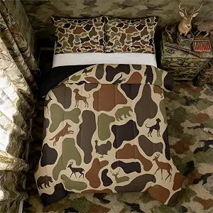 Erosebridal Deer Bear Comforter Set Twin Size Camo Bedding Set for Kids