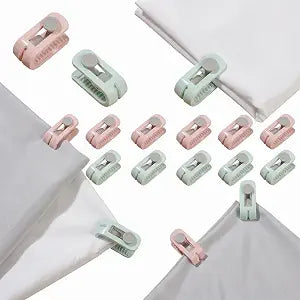Ciieeo 12pcs Non-Slip Quilt Cover Clips Bed Sheet Fixing Buckles Adjustable Cotton Fasteners for Bedding Secure Hold for Comforters and Duvets for Home Use Random Color