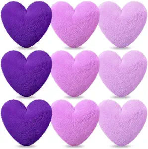 Beeveer 9 Pcs Purple Series Heart Pillow Faux Rabbit Fur Fluffy Love Heart Throw Pillows Cute Decorative Soft Throw Cushion Gift for Purple Day Women Couch Bed Sofa Chair Home 11 in
