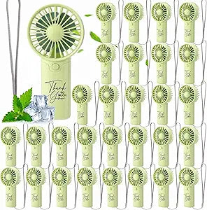 Nuanchu 48pcs Wedding Handheld Fans for Guest Mini Portable Fans Bulk Thank You So Much Gifts for Summer Bridal Shower Bridesmaid Party Favors, Battery Powered(Green)