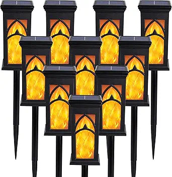 Solar Lights Outdoor, 10 Pack Solar Torch Light with Flickering Flame, Waterproof Garden Lights Outdoor Landscape Lighting, Flame Torches for Outside Patio Pathway Walkway Yard Lawn Decorations
