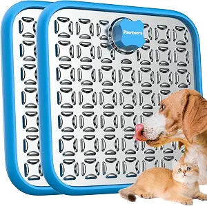 Pawtners Stainless Steel Lick Mat for Dogs & Cats, Chew Proof Dog Slow Feeder Mat for for Calm Feeding & Anxiety Relief, 2 Pack, Blue