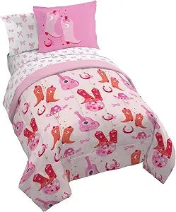 Trend Collector Cowgirl Twin Comforter Set 5 Piece Kids Bedding, Pink