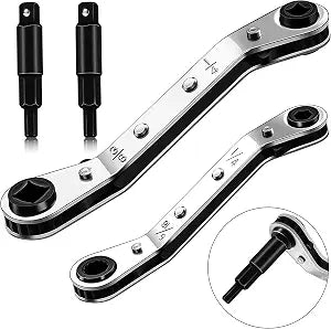 HVAC Service Wrench,3/16"-3/8" 5/16" x 1/4"Valve Wrench with Hex Adapter