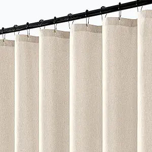 ANRODUO Extra Long Shower Curtain, 108 Inch Long Heavy Duty Boho Farmhouse Fabric Shower Curtain Set with 12 Metal Hooks, Waterproof Decor Machine Washable for Bathroom Bathtub, 72 x 108, Cream